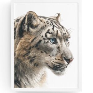 Watercolor Snow Leopard Portrait Wall Art Print, Unframed - Majestic Wilderness